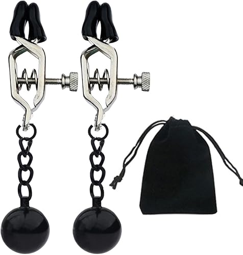 Miniatura 7 de Pinzas para pezón con peso de acero inoxidable con clip de cadena para pezón, bola ajustable, sin perforación, joyería para pezones para adultos,
