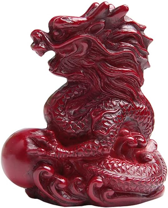 Acxico 1Pcs Mini RED Chinese Feng Shui Dragon Figurine Statue for Luck Success