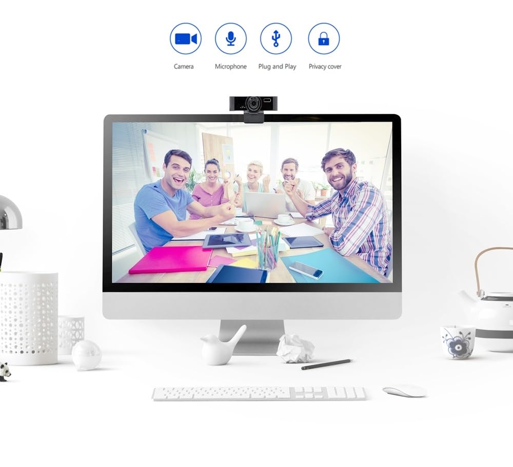 OwlEye Videocamera Per Conferenze Full HD 1080P - Plug & Play Con Microfoni, Autofocus E Grandangolo 84°
