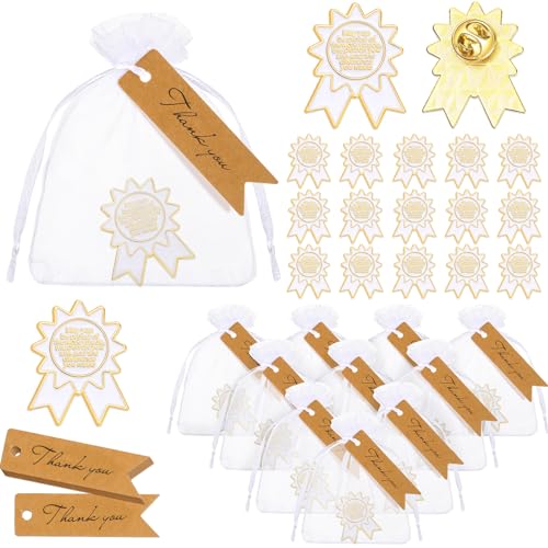 sasylvia 30 set team appreciation gifts thank you enamel pin lapel pin bulk medal brooch award pin badges with thank you card organza bag for coworker employee appreciation gifts(proud)