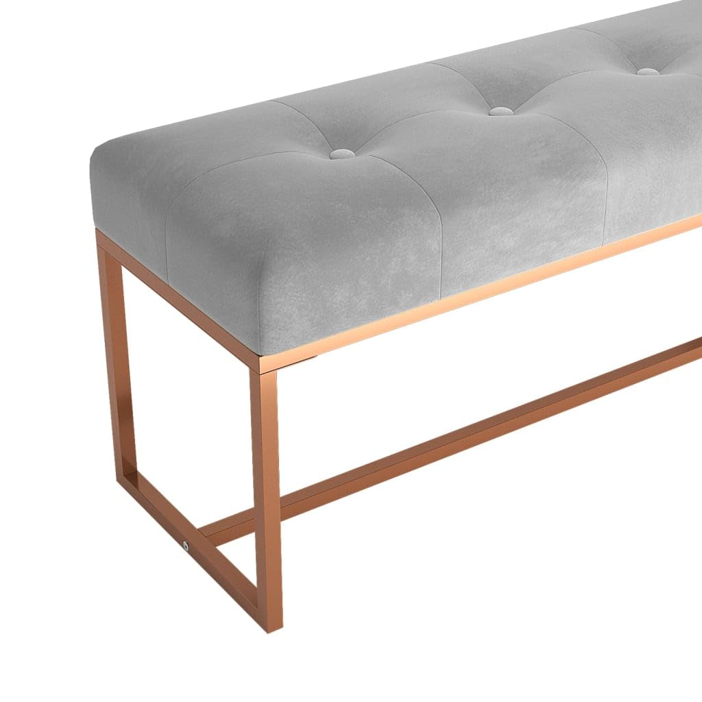 Ławka do siedzenia, szara aksamitna tapicerka piankowa, 110 x 36 x 45 cm, wielofunkcyjne siedzisko i rozwiązanie do przechowywania, do korytarza, salonu, sypialni, zajmuje mało miejsca i jest