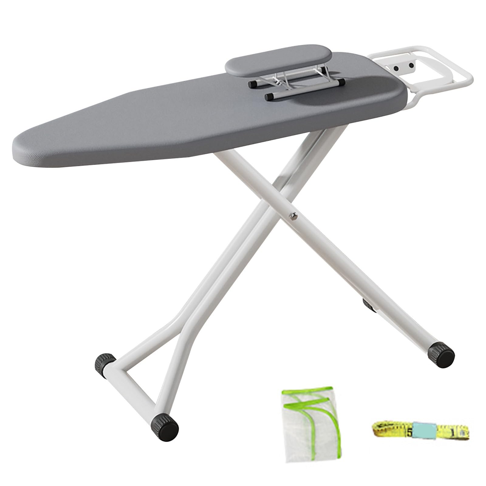 Tabla de Planchar Plegable Grande con Soporte para Mangas y Plancha Soporte (para Colgar Ropa), Mesa de Planchar de Sobremesa con Altura Ajustable de 7 Posiciones