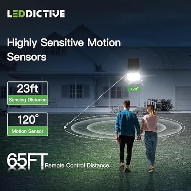 LED Solar Lights Outdoor 7000K, 3500LM Solar Powered Flood Lights with 3 Modes, Dusk to Dawn Outdoor Lighting with Remote, IP65 Waterproof, 16.4 Ft Cable for Yard Garage Porch