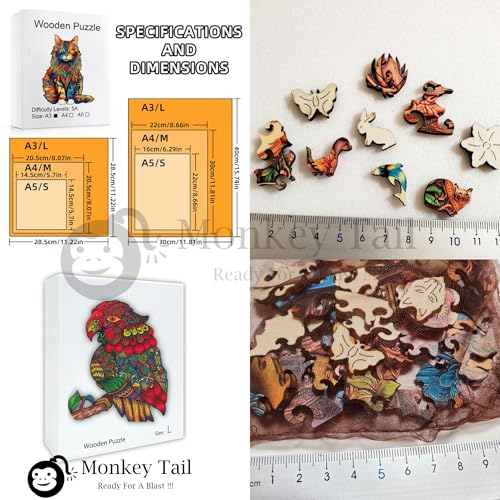 Image of MONKEYTAIL Whimsy Wooden Jigsaw Puzzle for Adults & Kids - Laser-Cut Pieces, 3D Puzzle Box as Birthday Gift for Boys & Girls - Brain Teaser, Home Decor & Family Game (VIPR, Size: Small)