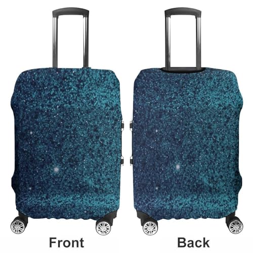Teal Glitter Printed Luggage Cover Protector, Fits 18-32 Inch Luggage3