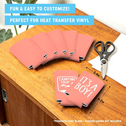 Image of Slim Can Cooler Sleeves (30-Pack) Soft Insulated Slim Can Koolie for White Claw Seltzer & Slim Beer - HTV Blanks for Vinyl Projects - Skinny Can Koolies Bulk - Tall Can Coolies for Slim Cans (Coral)