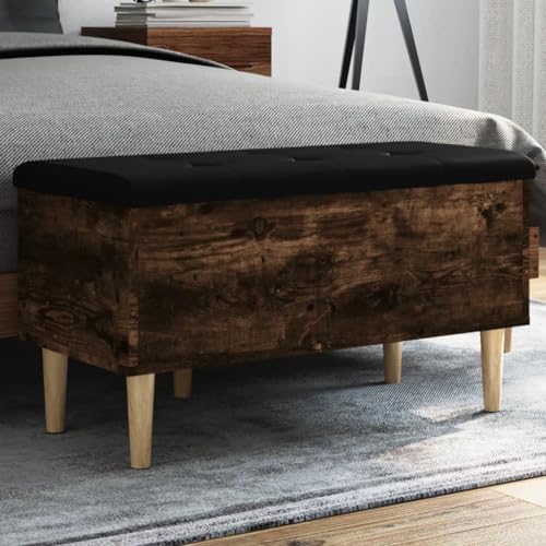 Snsowed Banco con almacenaje Madera ingeniería Roble Ahumado 82x42x46cm, Baul Almacenaje Dormitorio, Mueble Almacenaje, Mueble Habitacion, Reposapies Sofa - 835079