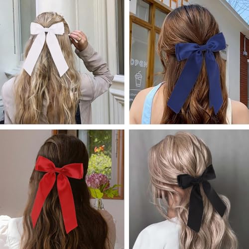 Lazos para el cabello satinados blanco, negro y rojo miniatura 4