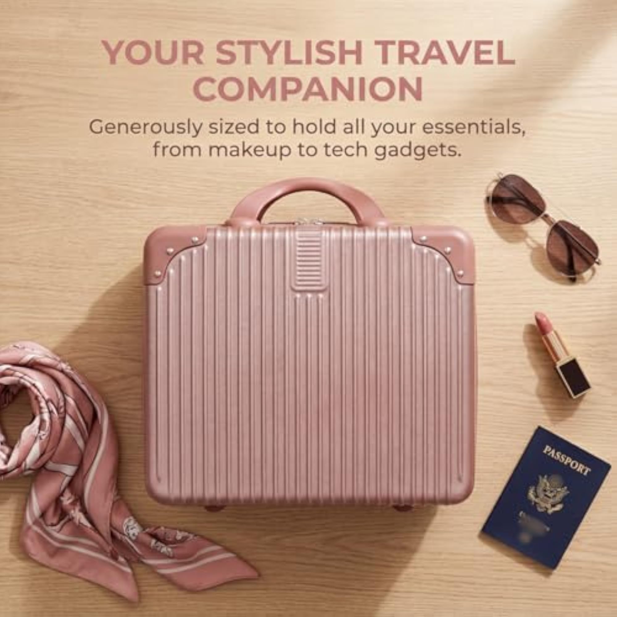 Hard Shell Cosmetic Travel Case, Portable Makeup Bag