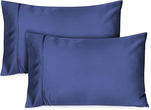 Zenssia Juego de 2 fundas de almohada estándar, transpirables con diseño de cierre Evelope y ribete elegante en el borde, 2 fundas de almohada de