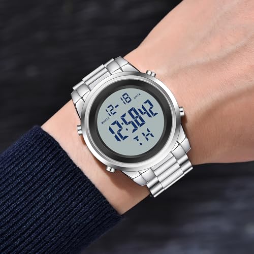 Image of Black Waterproof Digital Wrist Watches for Men Sports Mens Watch | Black Silver Waterproof Sports Wrist Watches for Men Digital Tactical Mens Watches Military