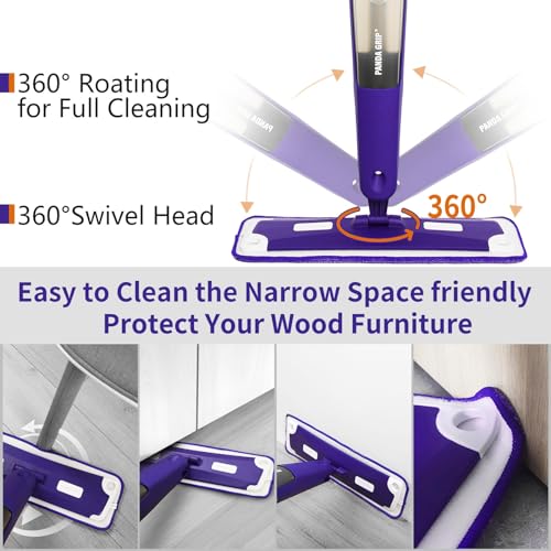 Image of Spray Mop for Floor Cleaning with Bottle & 3 Microfiber Pads | Refillable bottle, washable pads, wet /dry flat mop for hardwood, laminate, wood & ceramic floors, home or commercial use