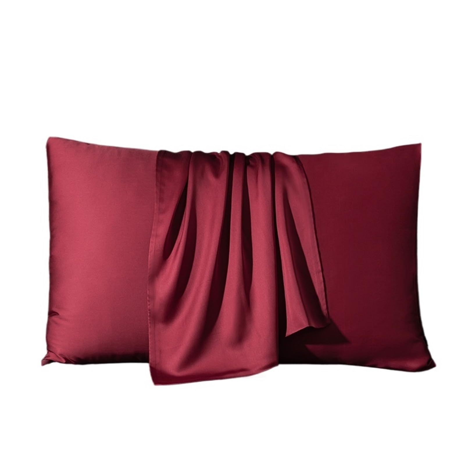 Funda de Almohada de Seda Morera Multicolor Varios tamaños(Wine Red,40x60cm 2pcs)