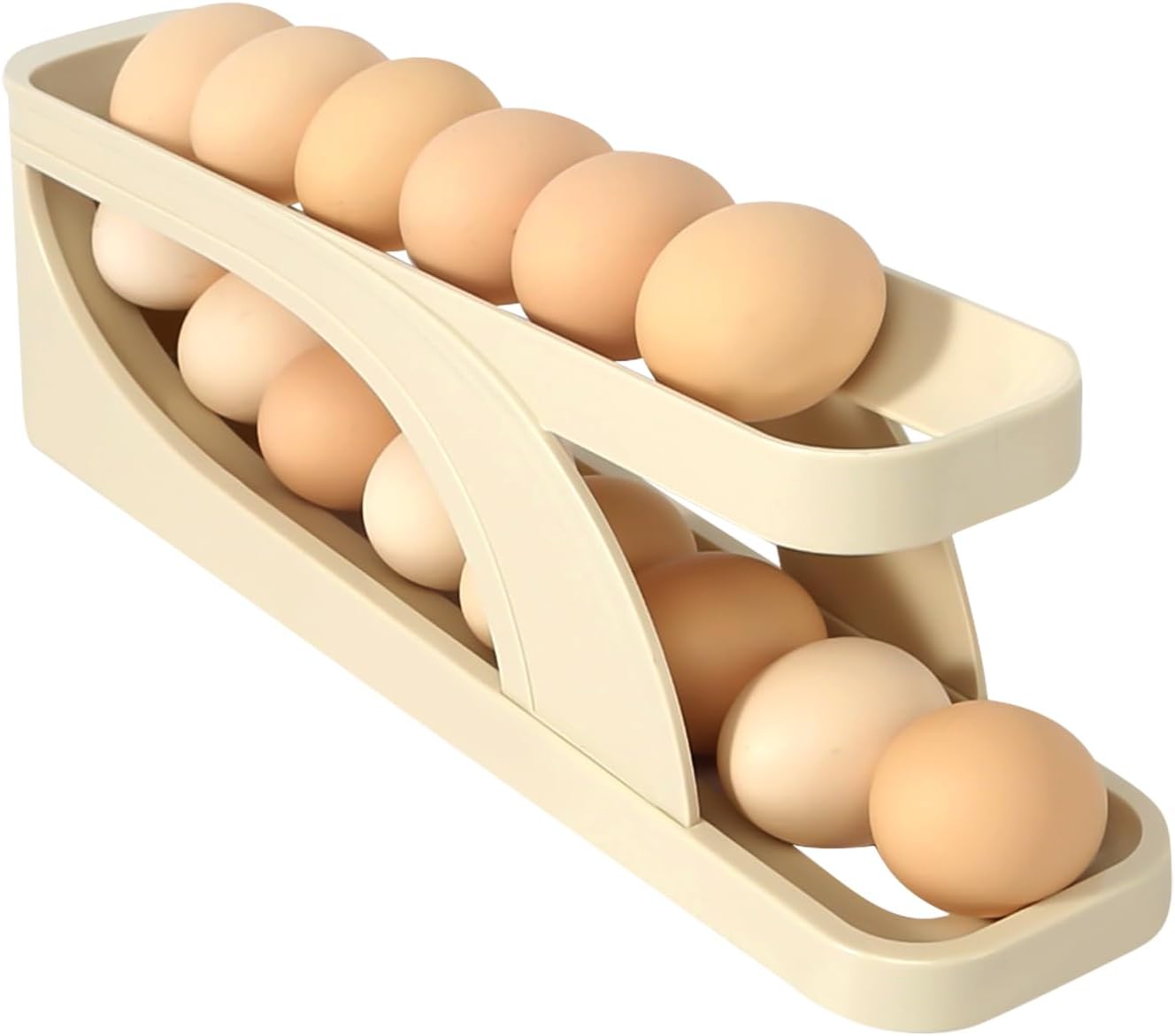 Egg Holder for Refrigerator, Rolling Egg Tray Fridge, 2 Tier Egg Dispenser Rack Holder Rolling Fridge Egg Holder Auto Rolling Egg Dispenser Tray for Kitchen Cabinet Countertop