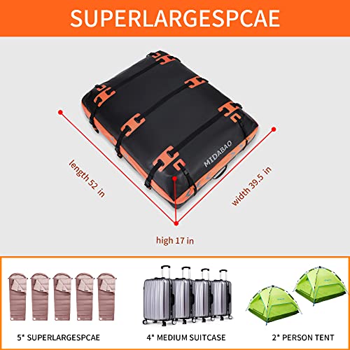 MIDABAO 20 Cubic Car Roof Bag Cargo Carrier, Waterproof Rooftop Cargo Carrier with Anti-Slip Mat + 6 Door Hooks, Suitable for All Vehicle with/Without Rack - Image 4