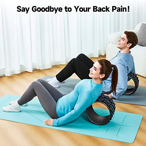 Fitbeast Back Stretcher, Back Cracker & Back Roller, Back Pain Relief Product, Yoga Wheel, Foam Roller For Back, Back Stretching & Back Cracking Device, Back Popper (6''+9''+12'', Black) #TOP2