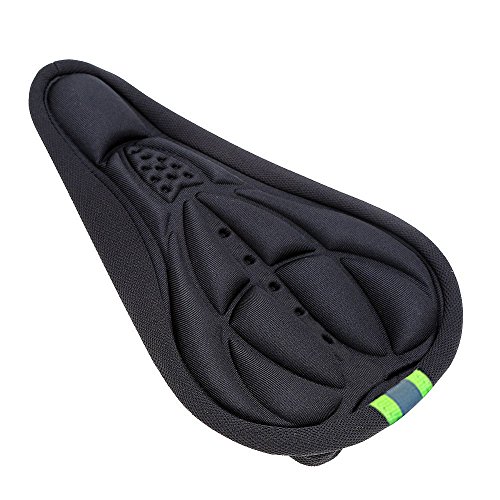 Sijueam Reg; zadelhoes voor fiets, MTB, wielrennen, 3D-gel, zachte silicone, antislip, met reflecterende lichtband, zwart