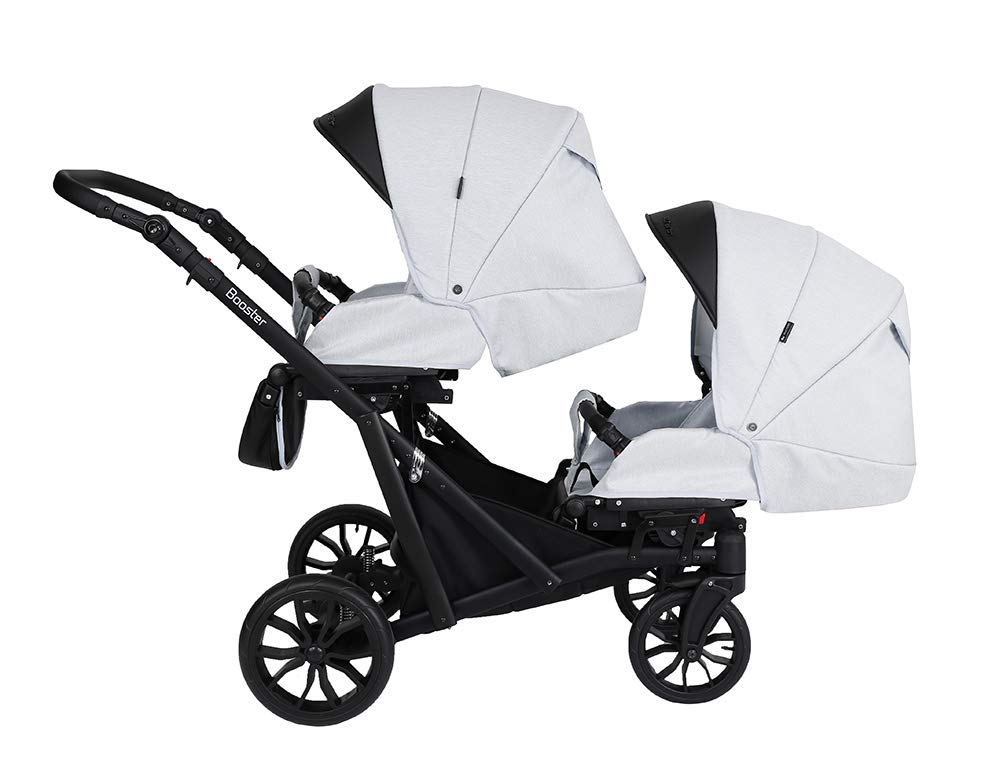 KUNERT Passeggino Gemellare 3 in 1 Cosmo Navicella Carrozzina Seggiolino Auto Grigio