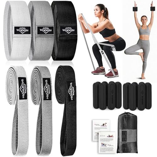 Image of DICYWUDI Fabric Resistance Bands for Working Out, 6Pack Non-Slip Exercise Bands for Women and Men, Fabric Booty Bands for Home, Fitness, Pilates, Stretching