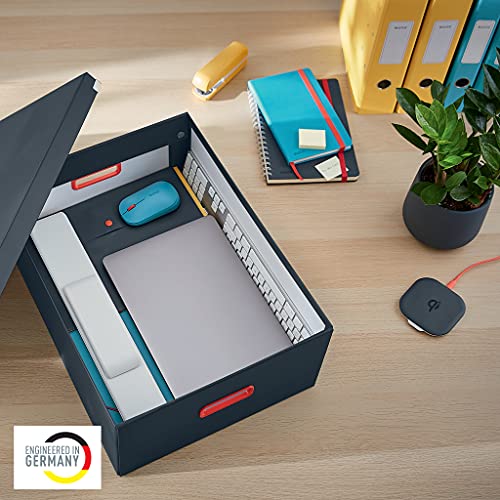 Leitz Click & Store Large Storage Box, Foldable A3 File Box with Lid, Premium Strong Cardboard Container for Home/Office Filing, Cosy Range, Velvet Grey, 53490089