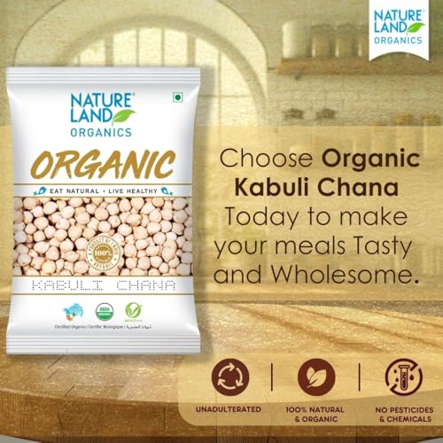 Image of Natureland Organics Kabuli Chana /White Chana /Chole 1 Kg - Organic Healthy Chana (Pack of 2)