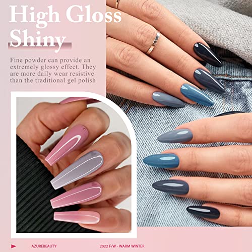 Azurebeauty 21 Pcs Dip Powder Nail Kit, Gray Nude Brown Winter Colors Acrylic Dipping Powder Liquid Set With Base/Top Coat Activator For French Nail Art Manicure Diy Gift #TOP1