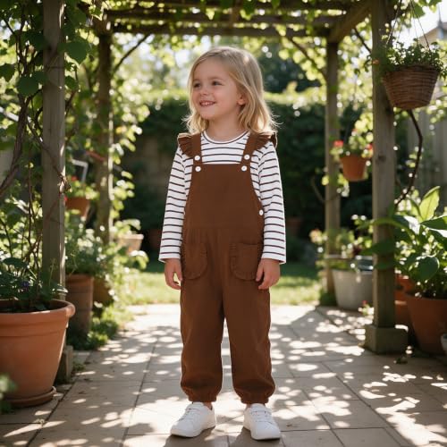 SOFIPURE Toddler Baby Girl Overalls Set with Long Sleeve Striped T-Shirt - image 4