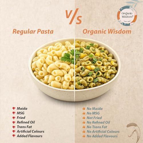 Image of Organic Wisdom Healthy Pasta Combo (Pack of 2) - Beetroot Ragi & Moringa Little Millet Pasta (180g Each) | No Maida, No MSG, No Refined Oil | Macaroni
