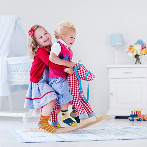 Image of Tphon 12 Pairs Toddler Non Skid Socks with Grips Anti Slip Bottom, Cotton Non Slip Ankle Crew Socks for Boys, Girls, Kids(1-7Years)