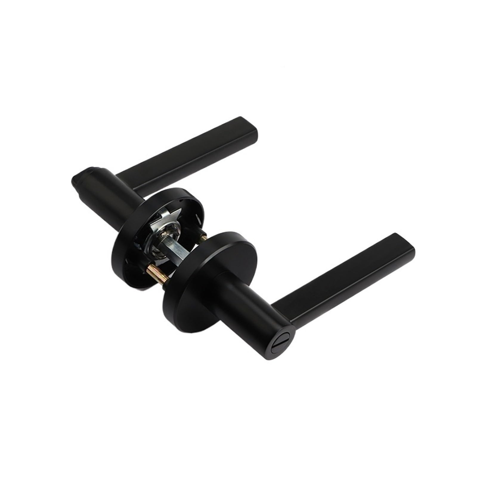 Indoor door lock with key single tongue silent handle(Black-Keyless)