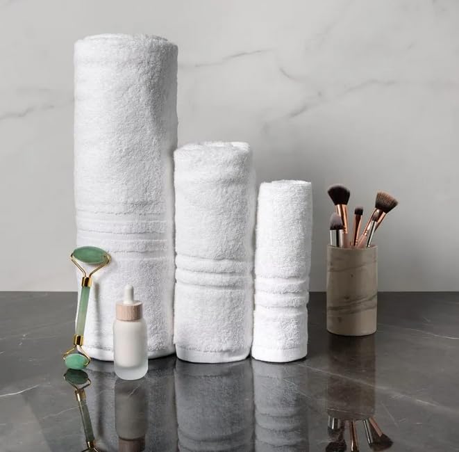 L'Emporio Casa Set Asciugamani da Bagno in Cotone Egiziano 100%, 3 Pezzi, Viso, Ospite e Telo Doccia, per Hotel, B&B, SPA