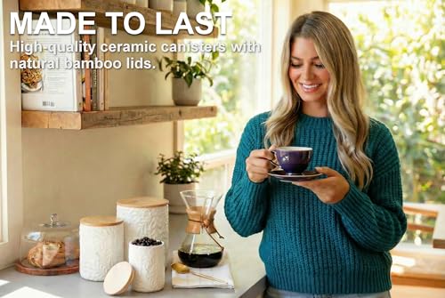 25DOL Engraved Ceramic Kitchen Canisters Set of 3