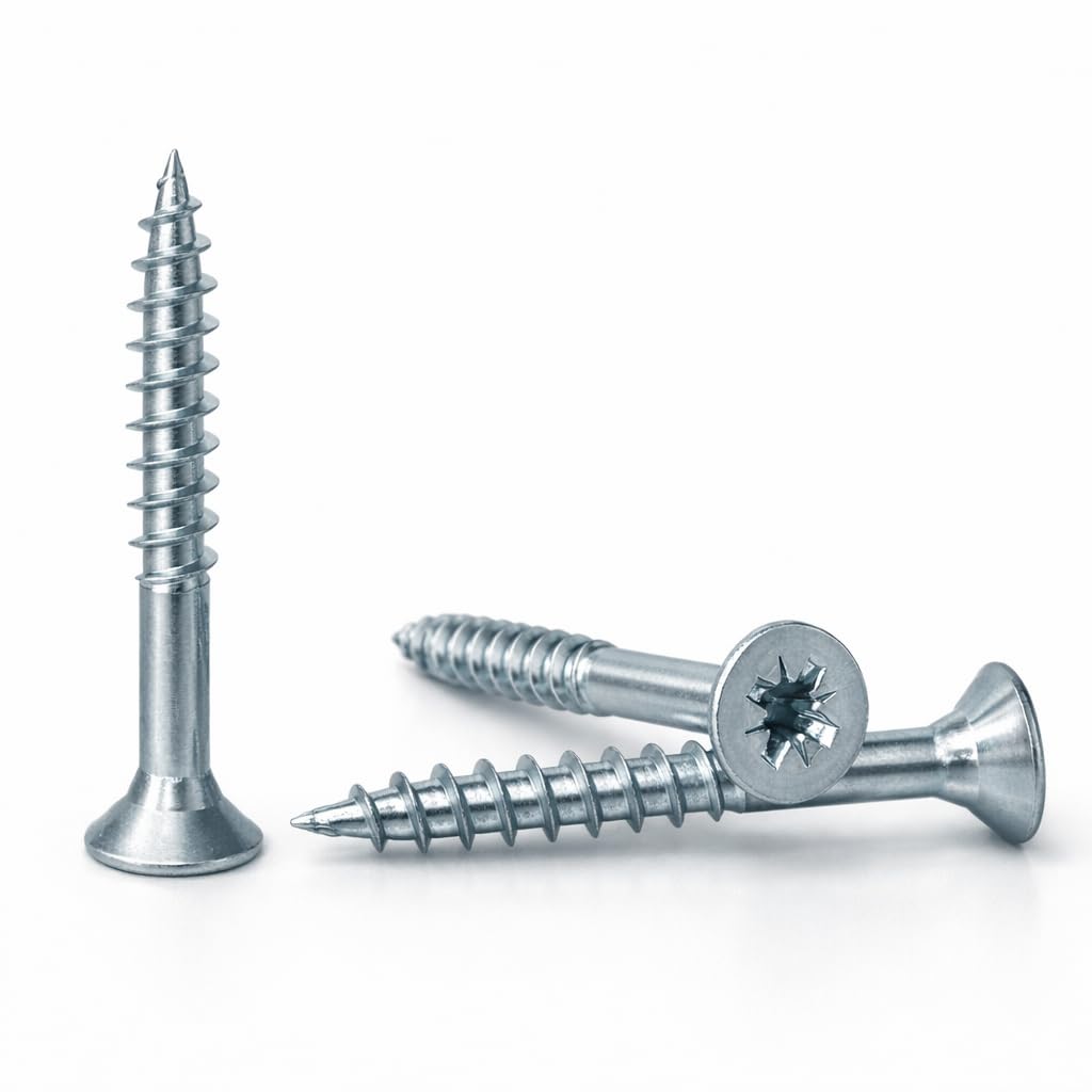 4mm x 35mm/24mm (Pack of 100) Partly Threaded Small Steel Pozidrive Countersunk Wood Screws AN201 Chipboard Screw Zinc Plated Steel - N05C