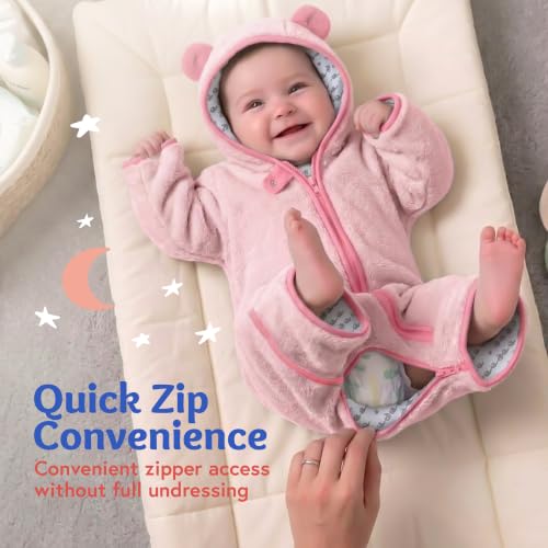 Image of Baby Deedee Bunting Teddy, Sherpa Hooded Teddy Ears Diaper Zip