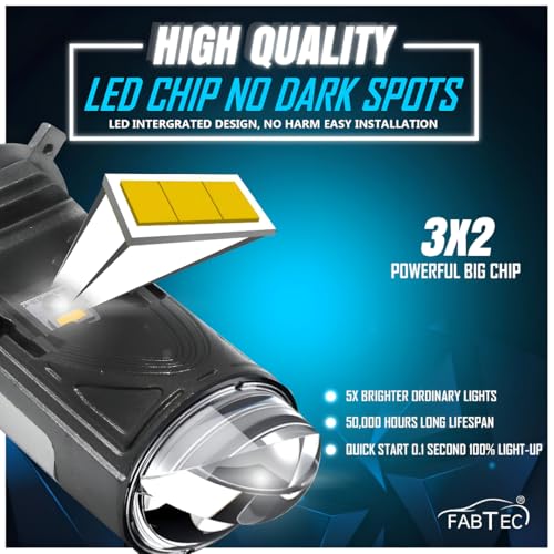 Image of Spaiko H4 LED Headlight Bulb 100W 15000LM with Mini Projector Lens | 6000K Super Bright White Dual Beam Hi /Lo | Plug & Play Waterproof for Car, Bike & Scooty