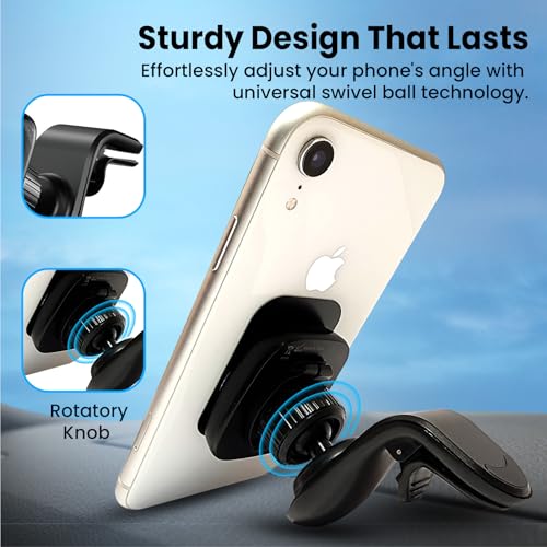 Image of MOOSH Magnetic Car Vent Mount 360 Adjustable Mobile Holder for Air Vent with Strong Magnetic Grip, Anti-Slip Design, Single Hand Use, Shockproof Build, Mobile Stand for Car (Black)