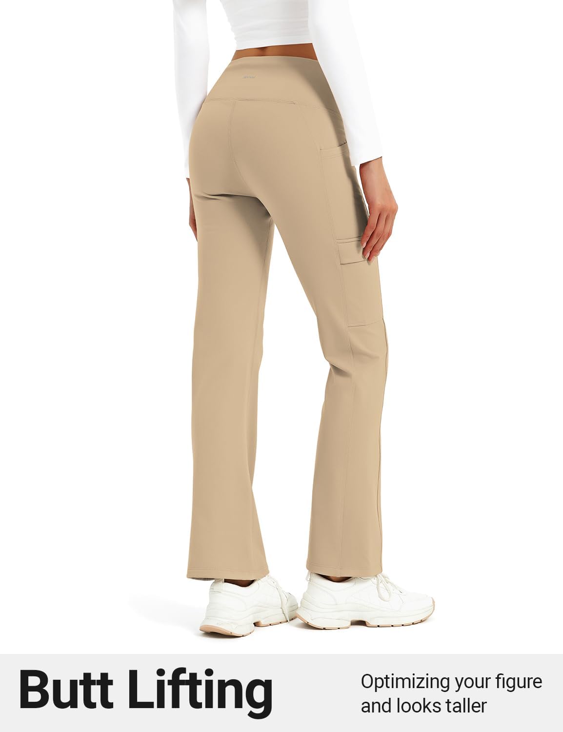 BVVU Women's Fleece Lined Pants Hiking Crossover Flare Winter Thermal Pants Water Resistant Outdoor Bootcut Warm Joggers - Image 2