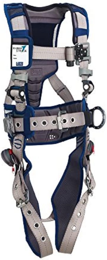 3M DBI-SALA 1112569 ExoFit STRATA, Aluminum Back/Side D-Rings, Tongue Buckle Leg Straps with Sewn in Hip Pad & Belt, XX-Large, Blue/Gray