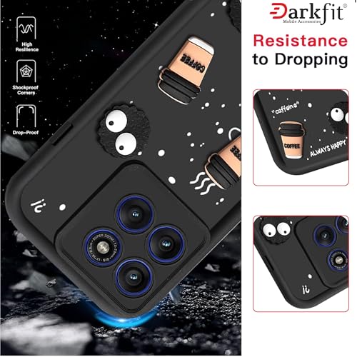 Image of DARKFIT Back Case Cover Compatible with Motorola Edge 60 Fusion | Cute Fun Cartoon Ball 3D Coffee Silicone Case | Body Protection | Camera Protection | Shock Proof | Color Black | Pack of 1