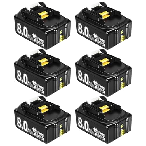 Koctoto 8.0Ah Akku für Makita 18V (6 Stück)