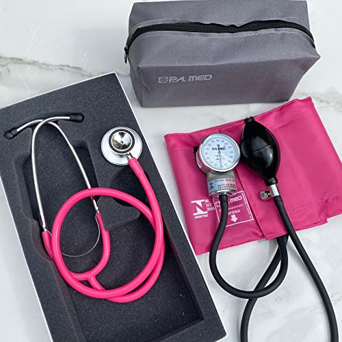 Kit Enfermagem Acadêmico Rosa Esteto Duosson Esfigmo Com Bolsa P.A Med