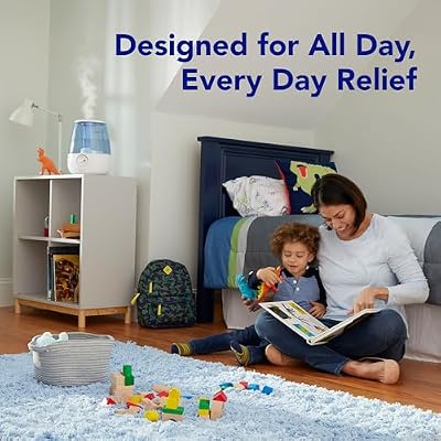 Vicks Filter-Free Ultrasonic Humidifier, Recommended by Pediatricians, 1.2 Gal Ultrasonic Cool Mist Humidifiers for Bedrooms & Kids Rooms, Works with Vicks VapoPads