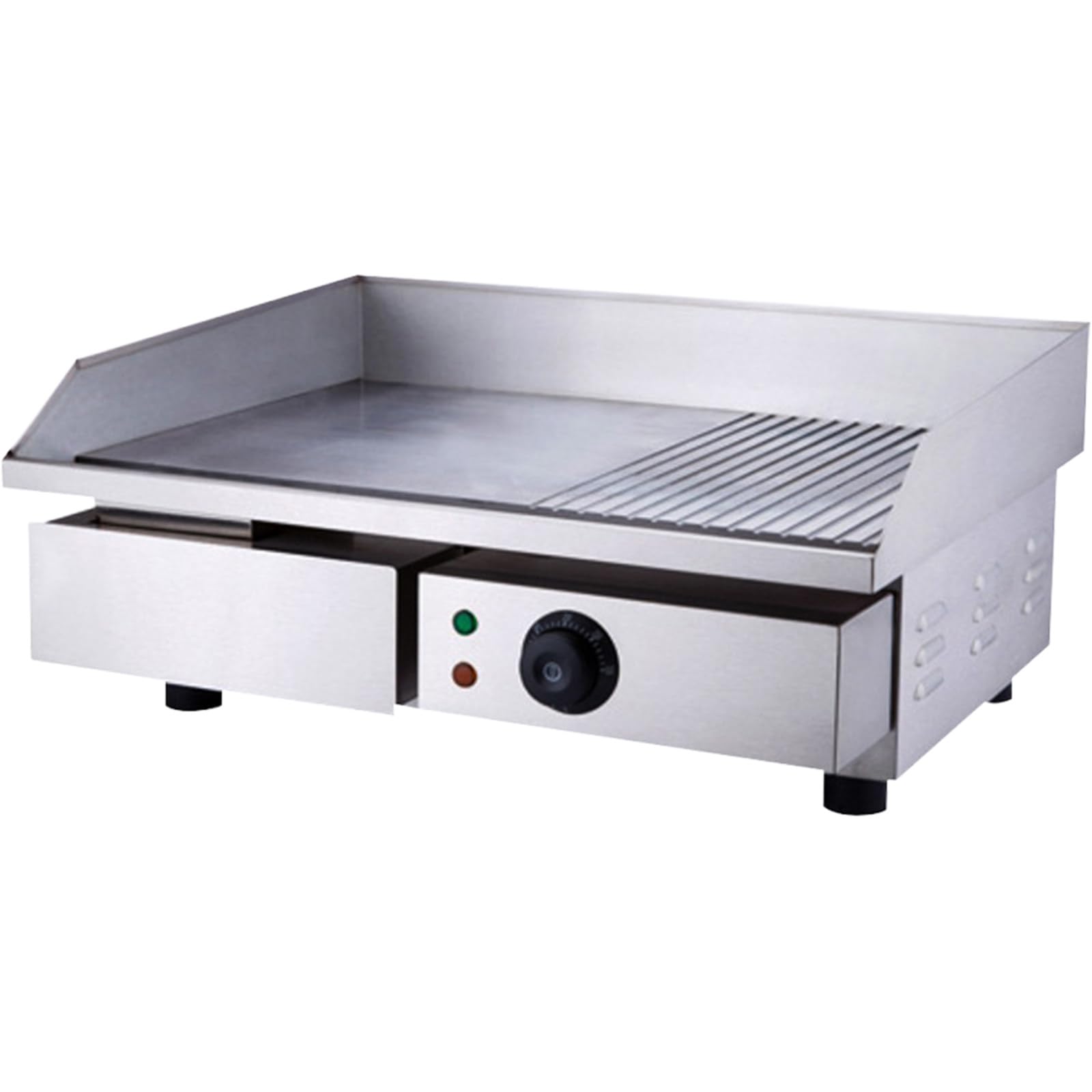 Plancha EléCtrica De Cocina, Parrilla Superior Semiplana De Encimera De 2500 W,Temperatura De 50-300 °C, Bandeja Recogegrasa, para Carne Y Panqueques 818-B