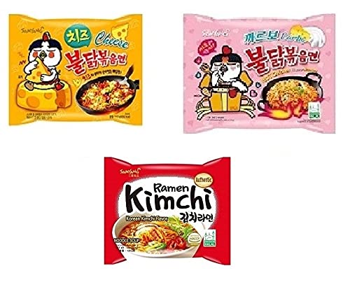 Samyang Korean Buldak Cheese Noodles PK1 & Buldak Carbo Noddles PK1 & Buldak Ramen Kimchi Pk1(420Gm)(Imported) Pack of 3 (Non - Vegetrian)-image-40