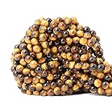 CHEAVIAN 60PCS 6mm Natural Yellow Tiger Eye Stone Gemstone Round Loose Beads for Jewelry Making DIY Findings 1 Strand 15'