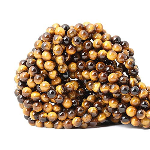 CHEAVIAN 60PCS 6mm Natural Yellow Tiger Eye Stone Gemstone Round Loose Beads for Jewelry Making DIY Findings 1 Strand 15"