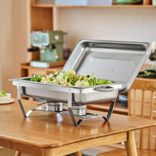Wilprep Chafing Dish Speisewärmer 9L 4pcs Edelstahl Warmhaltebehälter Wärmebehälter Edelstahl Buffet-Set für Catering Buffet und Party (Silber - 4 Set) – Bild 7