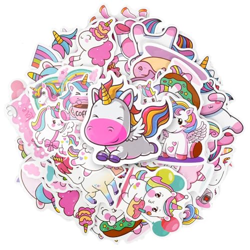 OSDUE Autocollants, 100PCS Licornes Autocollants pour Bagages Imperméables De Planche À roulettes Licorne Mignon Autocollant Esthétiques Ordinateur Portable...
