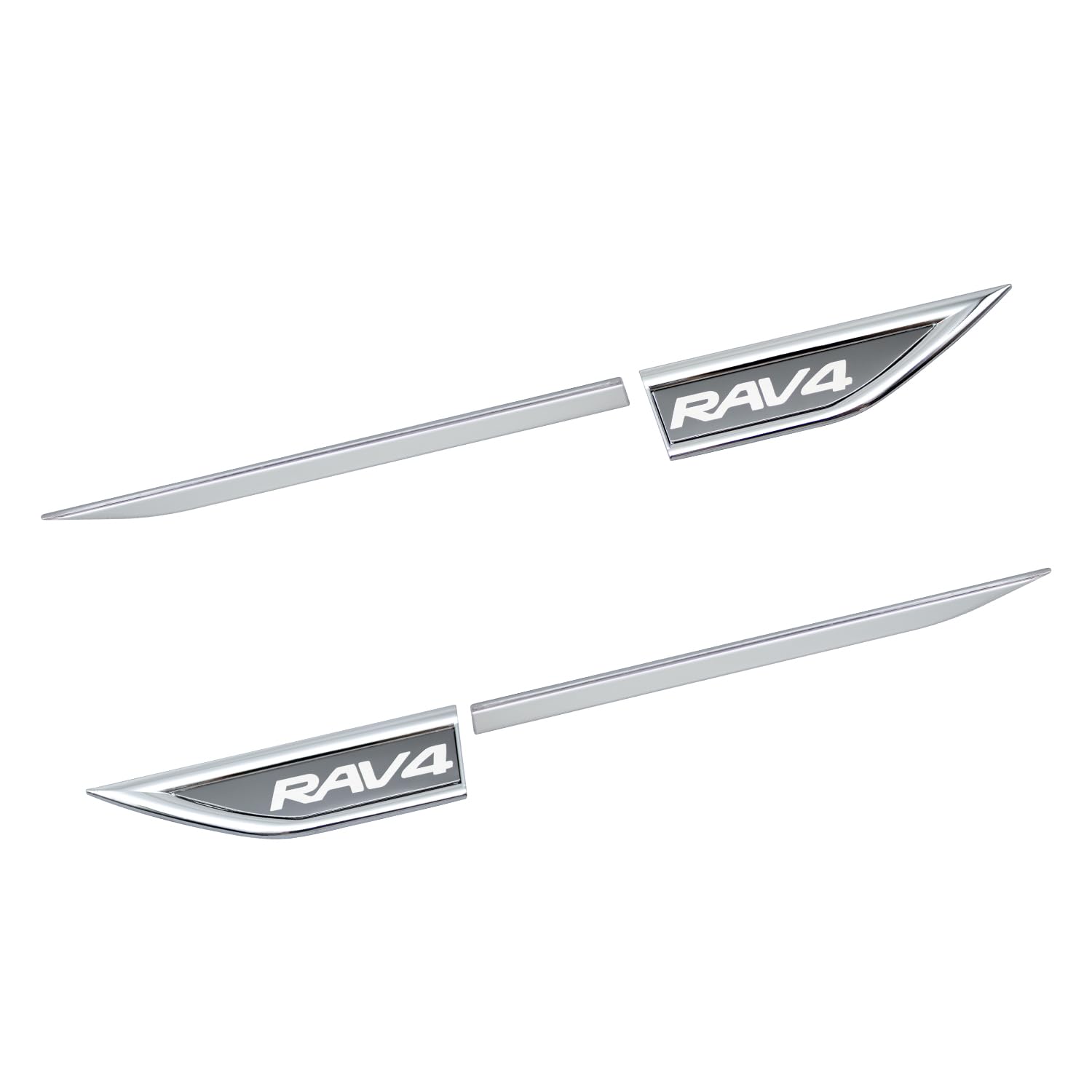 MEKOMEKO 新型 RAV4 50系 RAV4 60系 対応 サイドボディステッカー サイドドア サイドマーカー トリム アクセサリー 3D メタルステッカー アルミニウム合金+ステンレス 4PCS 外装アクセサリー RAV4 全グレード対応【鏡面メッキ仕上+ブラック】RAV4-YZBY