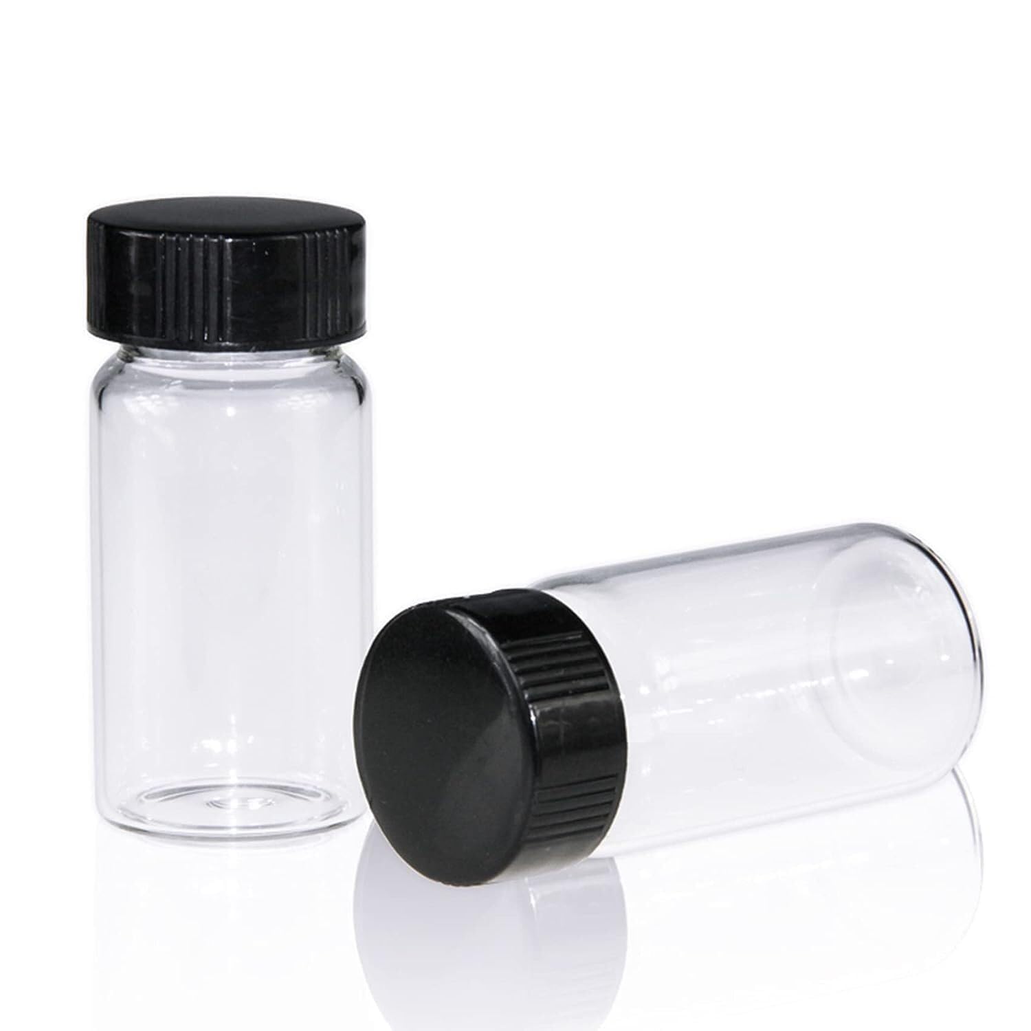 100 piezas Frascos Muestra Vidrio 30 ml Vials Borosilicato Transparentes con Tapas Negras - Estancos(Brown,20mL)